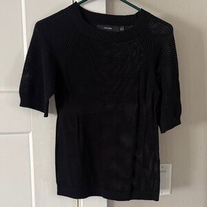 Black Knit Short Sleeve Sweater